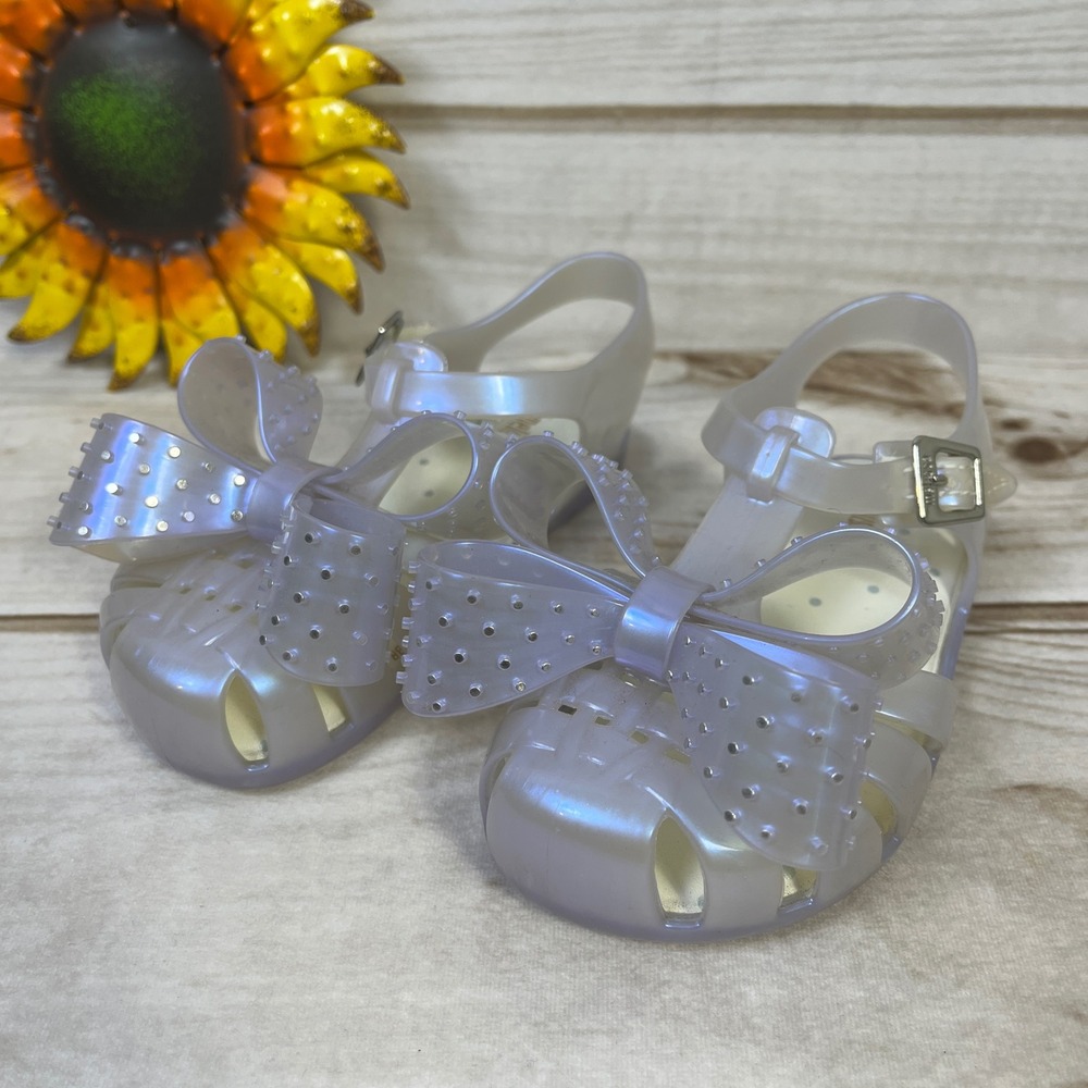 Mini‎ Melissa Jelly Sandals Iridescent Bows Kids Size 9 Toddler